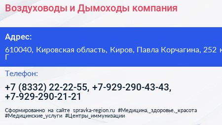 Воздуховоды и Дымоходы компания - визитка