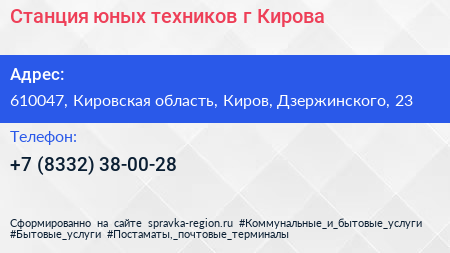 Станция юных техников г Кирова - визитка