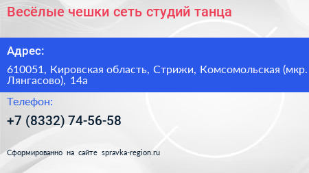 Весёлые чешки сеть студий танца - визитка