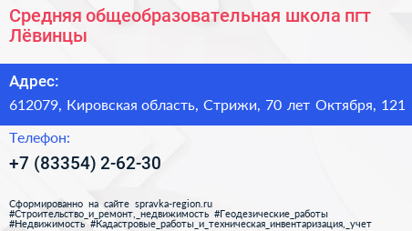 Средняя общеобразовательная школа пгт Лёвинцы - визитка