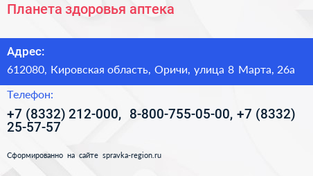 Планета здоровья аптека - визитка
