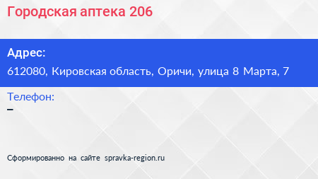 Городская аптека 206 - визитка