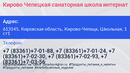 Кирово Чепецкая санаторная школа интернат - визитка