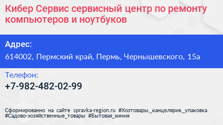 Кибер Сервис сервисный центр по ремонту компьютеров и ноутбуков - визитка