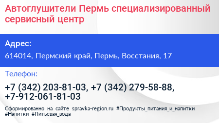 Автоглушители Пермь специализированный сервисный центр - визитка