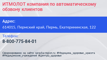 ИТМОЛОТ компания по автоматическому обзвону клиентов - визитка