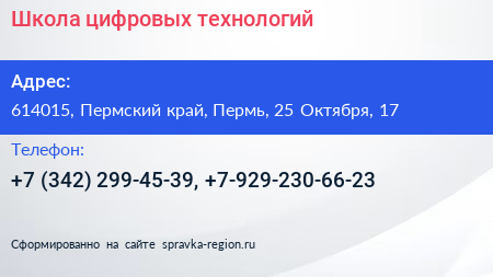 Школа цифровых технологий - визитка