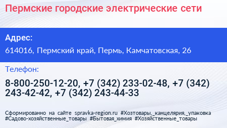 Пермские городские электрические сети - визитка