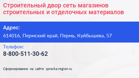 Строительный двор сеть магазинов строительных и отделочных материалов - визитка