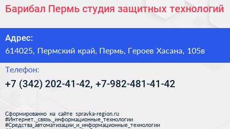 Барибал Пермь студия защитных технологий - визитка