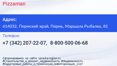 Pizzaman - визитка
