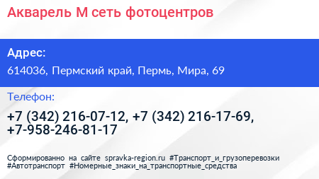 Акварель М сеть фотоцентров - визитка