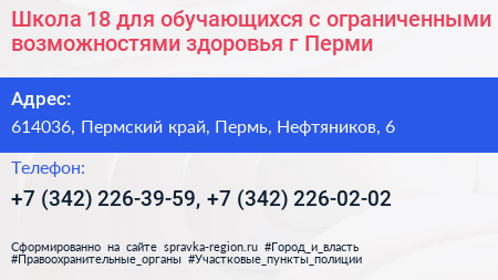 Школа 18 для обучающихся с ограниченными возможностями здоровья г Перми - визитка
