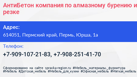 АнтиБетон компания по алмазному бурению и резке - визитка