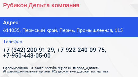 Рубикон Дельта компания - визитка