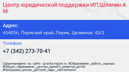 Центр юридической поддержки ИП Шляпин А М  - визитка