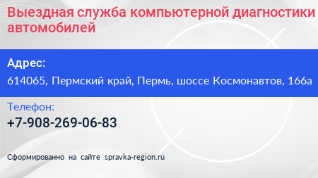 Выездная служба компьютерной диагностики автомобилей - визитка