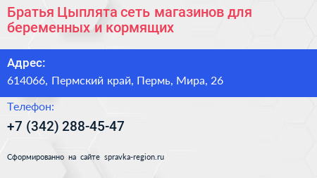 Братья Цыплята сеть магазинов для беременных и кормящих - визитка