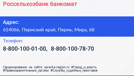 Нажмите, чтобы скачать визитку Россельхозбанк банкомат - визитка