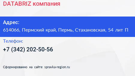 DATABRIZ компания - визитка