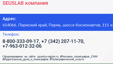 SEUSLAB компания - визитка