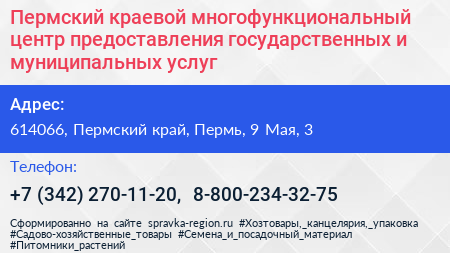Пермский краевой многофункциональный центр предоставления государственных и муниципальных услуг - визитка