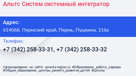 Альтс Систем системный интегратор - визитка