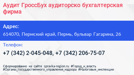 Аудит ГроссБух аудиторско бухгалтерская фирма - визитка