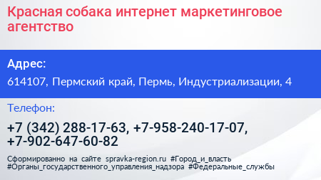Красная собака интернет маркетинговое агентство - визитка