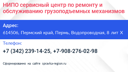 НИПО сервисный центр по ремонту и обслуживанию грузоподъемных механизмов - визитка