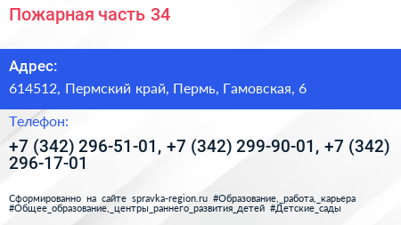 Пожарная часть 34 - визитка
