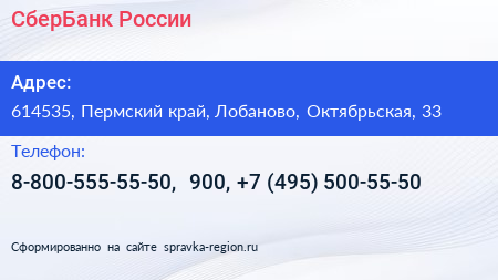 СберБанк России - визитка