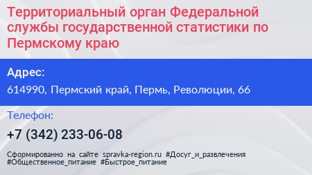 Территориальный орган Федеральной службы государственной статистики по Пермскому краю - визитка