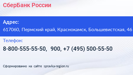 СберБанк России - визитка