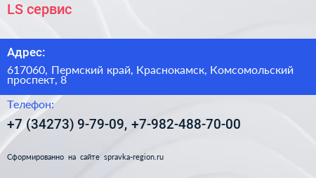 LS сервис - визитка