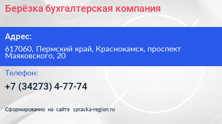 Берёзка бухгалтерская компания - визитка