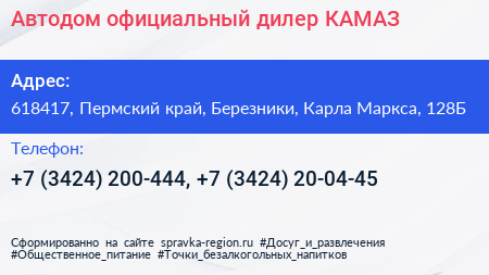 Автодом официальный дилер КАМАЗ - визитка