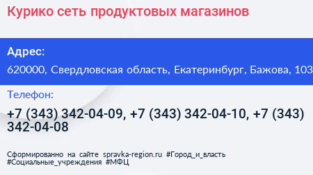 Курико сеть продуктовых магазинов - визитка