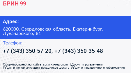 БРИН 99 - визитка