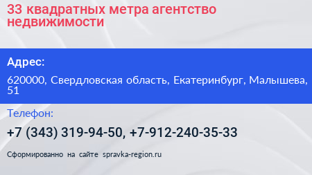 33 квадратных метра агентство недвижимости - визитка