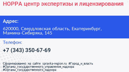 НОРРА центр экспертизы и лицензирования - визитка