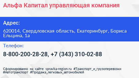 Альфа Капитал управляющая компания - визитка