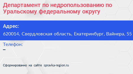 Департамент по недропользованию по Уральскому федеральному округу - визитка