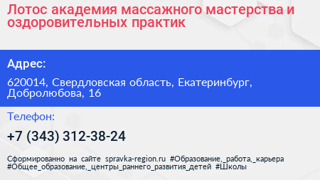 Лотос академия массажного мастерства и оздоровительных практик - визитка