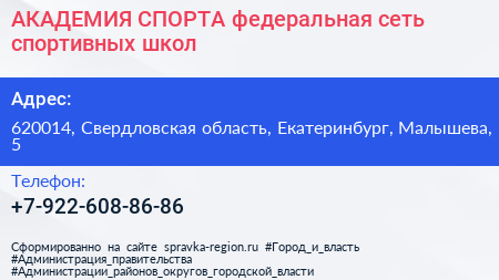 АКАДЕМИЯ СПОРТА федеральная сеть спортивных школ - визитка