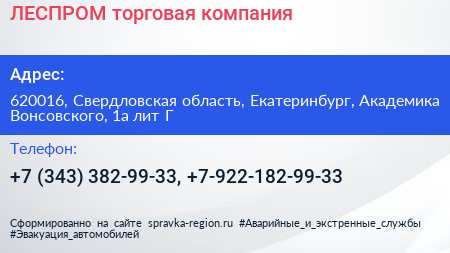 ЛЕСПРОМ торговая компания - визитка