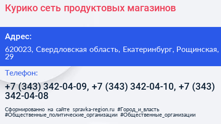 Курико сеть продуктовых магазинов - визитка