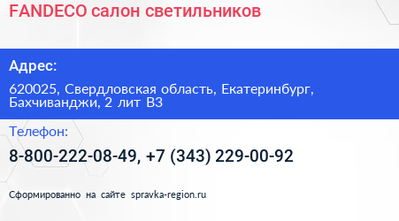 FANDECO салон светильников - визитка