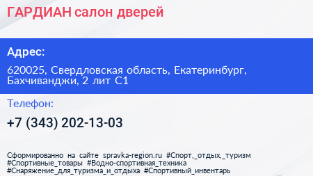 ГАРДИАН салон дверей - визитка