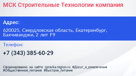 МСК Строительные Технологии компания - визитка